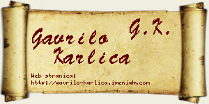 Gavrilo Karlica vizit kartica